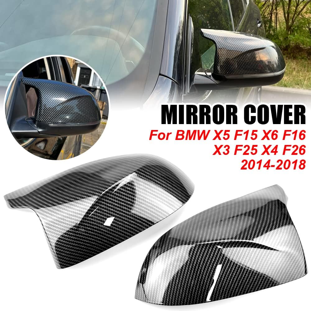 1 Pair Carbon Fiber Pattern Exterior Rearview Mirror Housings Door Mirror Covering Caps Compatible with X3 F25 2014 2015 2016 2017 2018