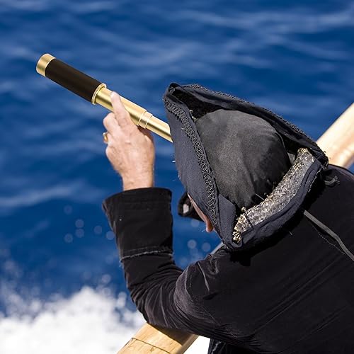 Miniatura 7 de NewDoar Telescopio pirata monocular vintage con zoom, 25 x 30, telescopio óptico ajustable de latón de aleación de aluminio impermeable para viajes,