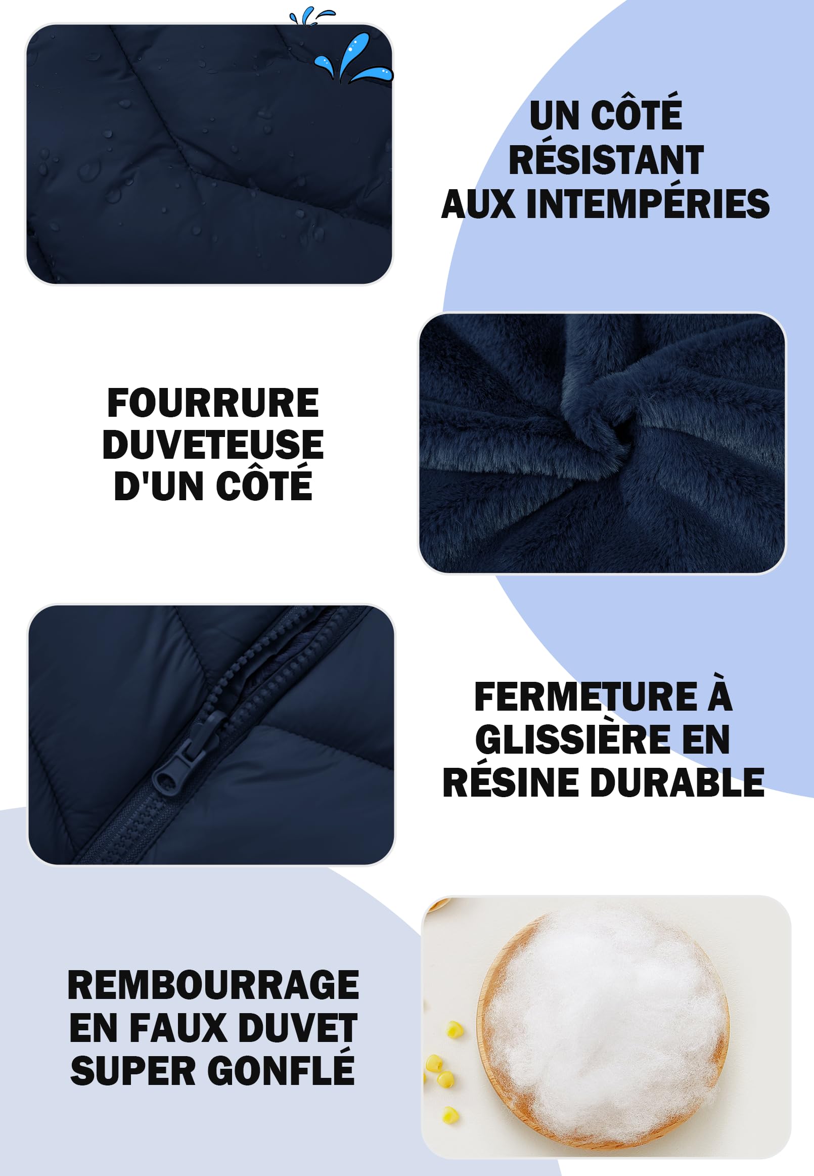 maoo garden Doudoune Réversible d'hiver pour Filles Manteau Résistant à l'eau Doublé de Molleton Duveteux Épais pour Enfants