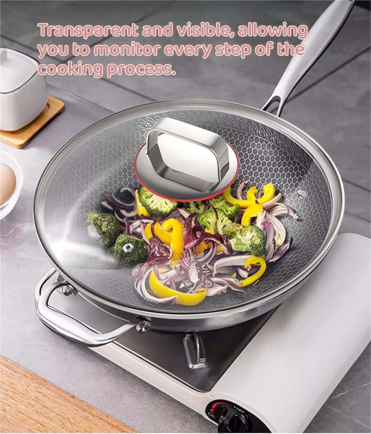 7 Inch Pan Lid,Clear Glass Replacement Lid With Steam Vent,Pan Cover With Stainless Steel Rim,Easy To Use,For Large Frying Pan, Stock Pot, Cast, Fits Pots