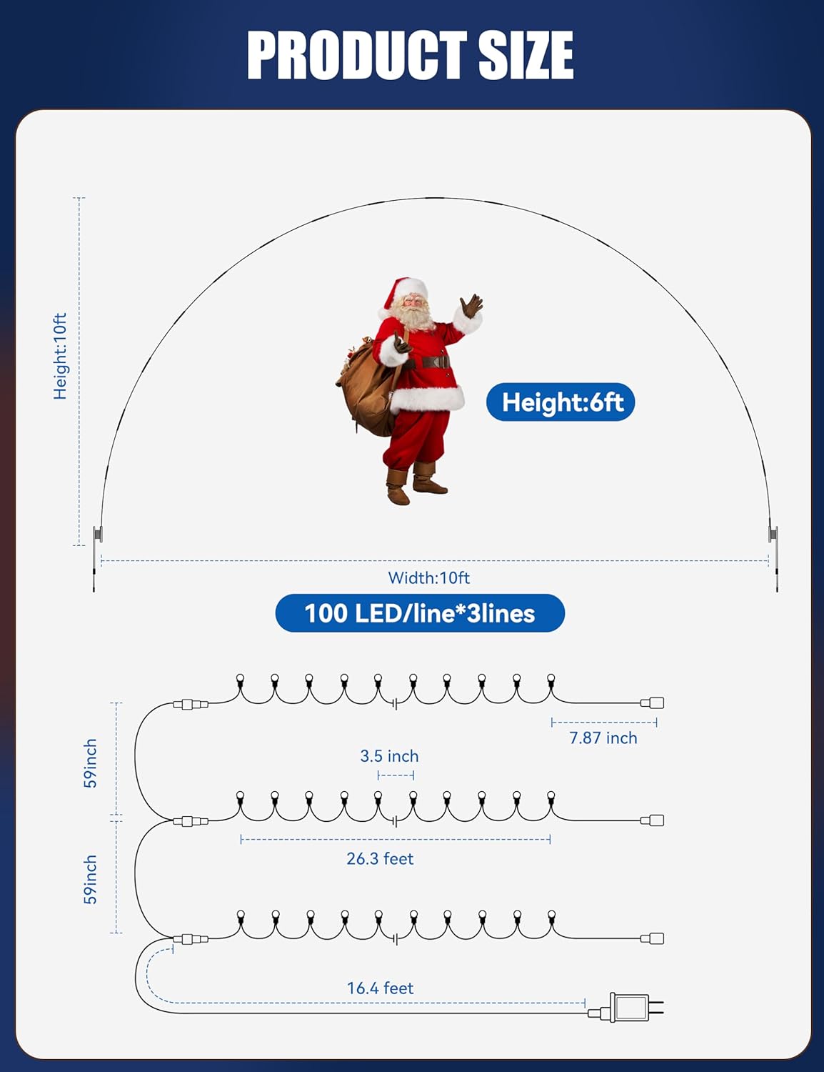 Brightown 3 Pack Christmas Light Arch, 24FT 300LED Outdoor Christmas Arch,8 Light Modes Lights Archway Offers Easy Assembly & Reusable, Perfect for Doorways, Pathways, Yards Decor,Multicolor