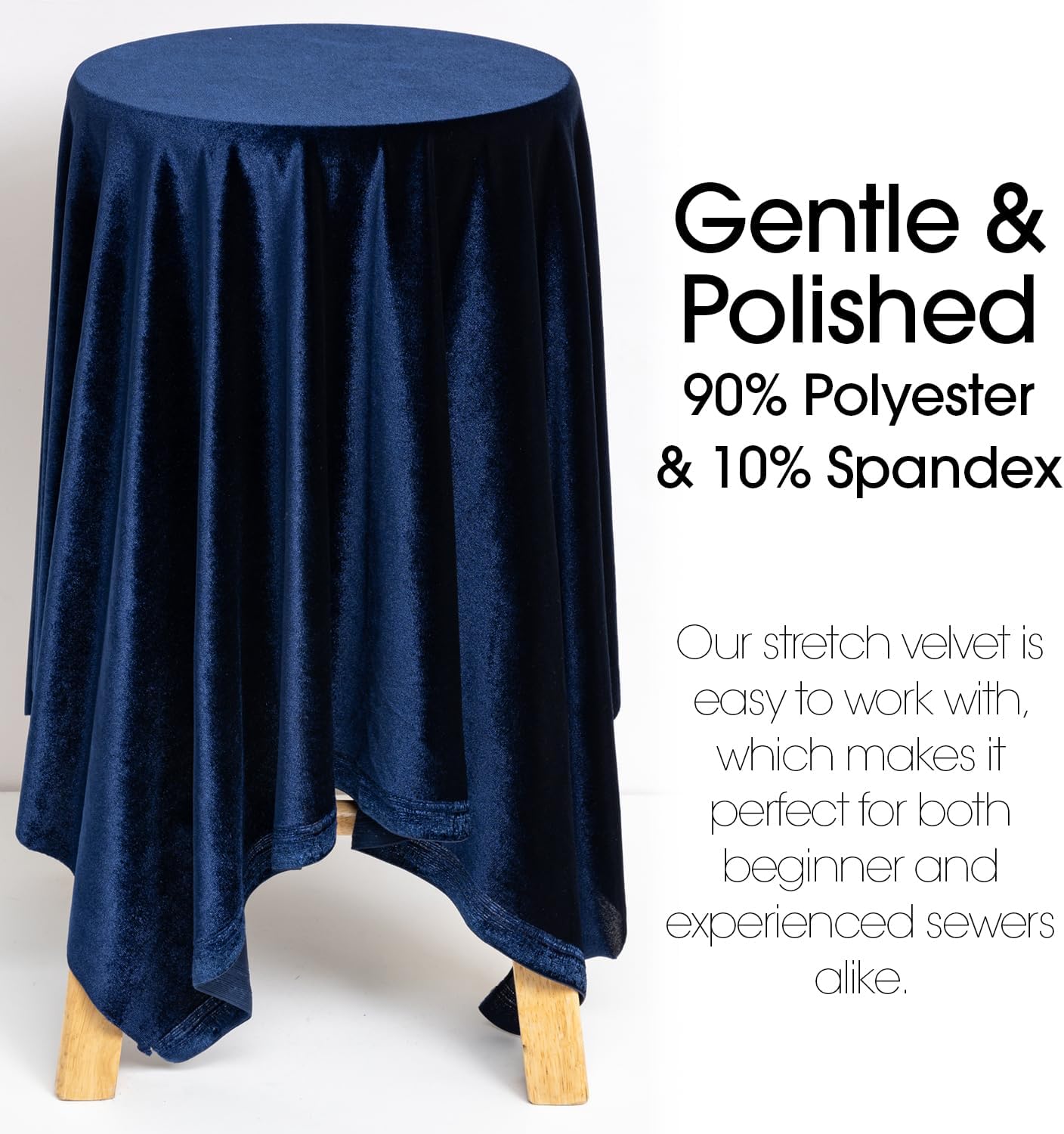 Pico Textiles 1 Yard - Navy Stretch Velvet Fabric - Sold by The Yard - Variety of Colors - Ideal for Sewing Apparel, Dresses, Skirts, Costume and Craft