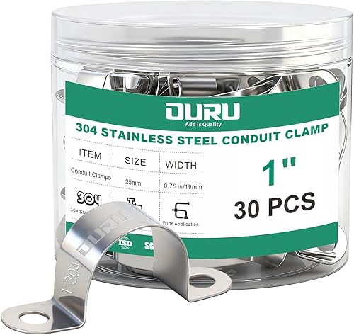 30 abrazaderas de conducto de 1 pulgada de acero inoxidable 304, abrazadera de tubo de metal rígido en U, correa de tubo de 2 agujeros para