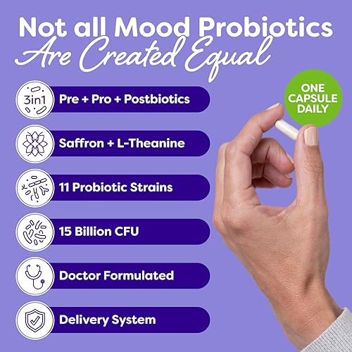 Miniatura 2 de Probulin Probióticos para el estado de ánimo para mujeres con azafrán, L teanina, probióticos, prebióticos, postbióticos, suplemento de apoyo del