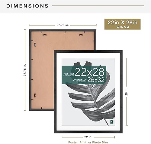 Vista 813 de MCS Studio Gallery Marco para póster de 16 x 24 pulgadas, imitación de veta de madera de color negro, colgar en horizontal o vertical, grande