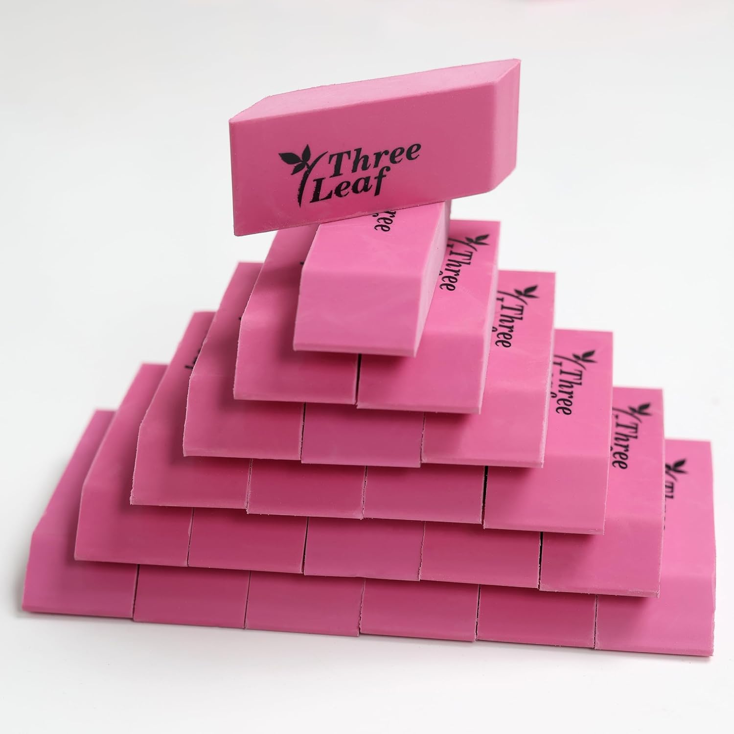 Three Leaf Pink Bevel Erasers, 576 Ct. (48/Pack, 12-Pack) – Soft, Non-Smudge Latex-Free Erasers for School, Office, and Art – Ideal for Pencils, Drawing, and Writing