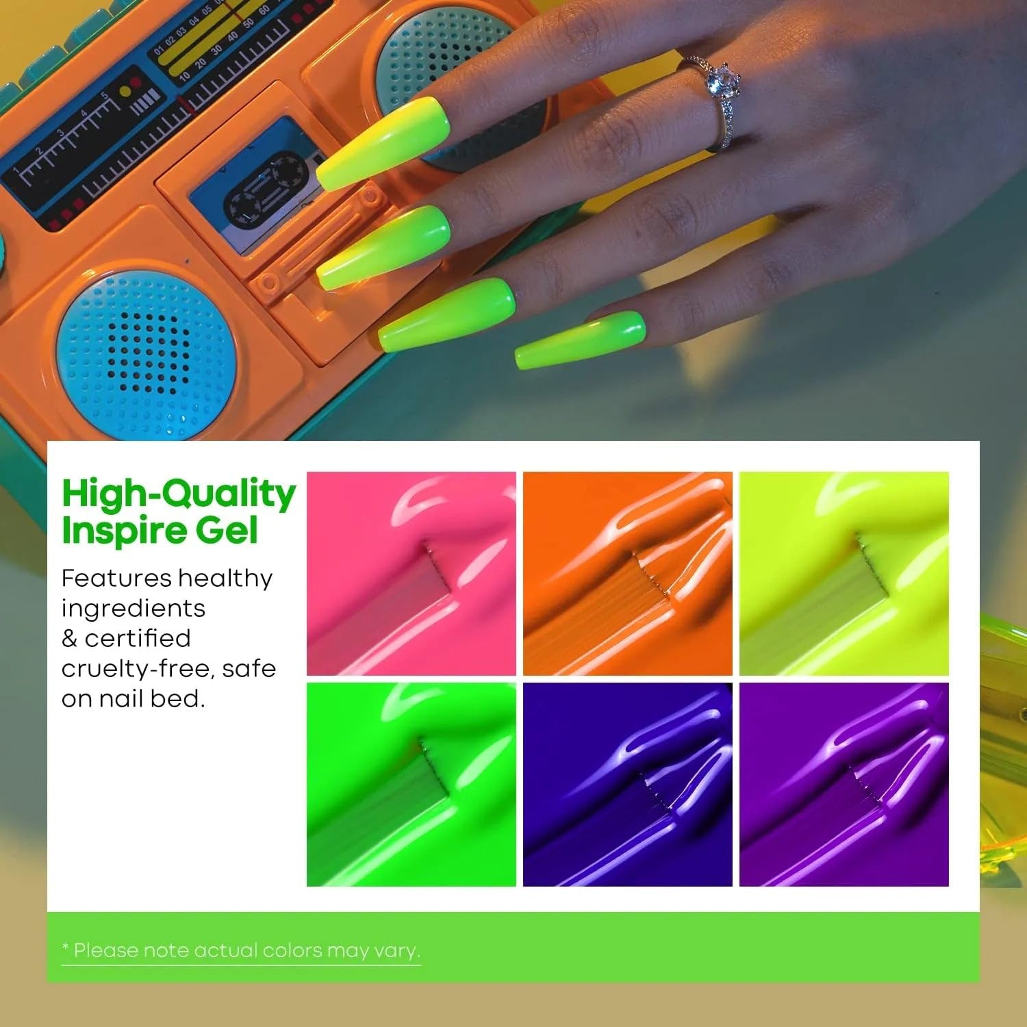 Modelones Neon Gel Nail Polish From BELLE GAGA Hot Bright Nail Polish Green LED Gel Nail Popular Nail Art DIY Manicure Gifts DIY Salon 1