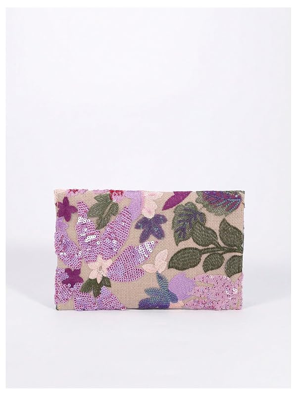 Verdusa Women's Evening Handbags Sequin Floral Embroidery Clutch Purses Festival Party Bags Purple One Size by Verdusa - Used condition - Image 3