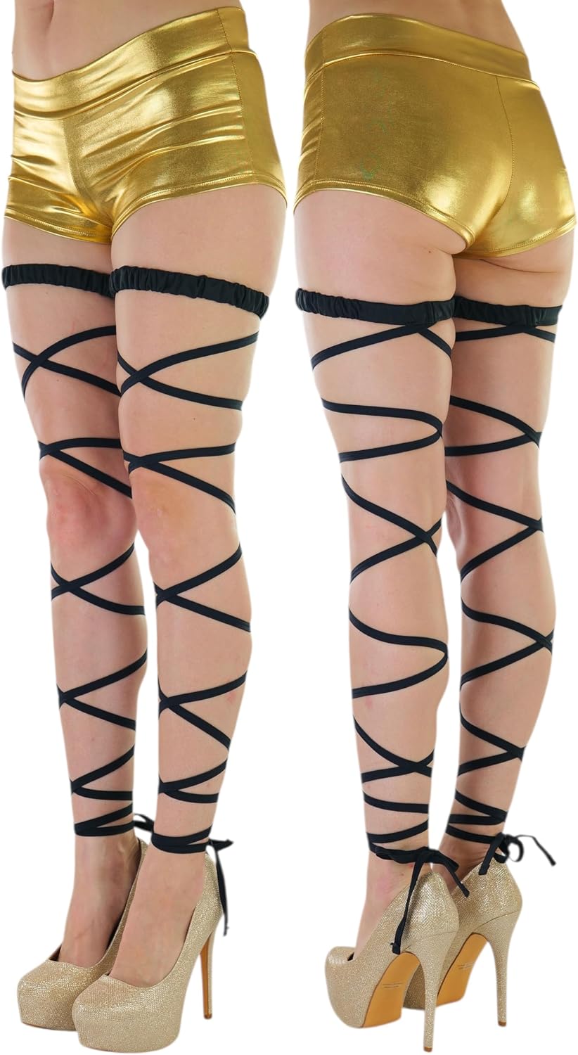 ToBeInStyle Women's Leg Wraps Ravewear Dancewear Elastic Straps Party Garter Music Festivals Costume Accessory Thigh High