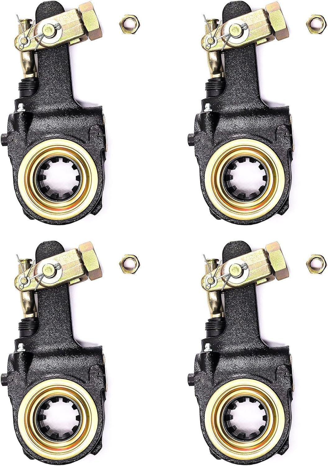 telfair 4 Pack Automatic Brake Slack Adjusters(1.5''Diameter,10 Splines,5.5''Lever) Compatible with Meritor R801041, Accuride, Gunite, Freightliner, Mack, TR1132 with Collar Lock and Clevis