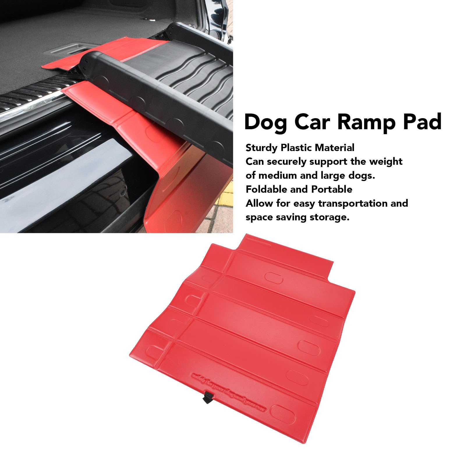 Folding Pet Stair Ramp Pad, Plastic Dog Car Ramp, Non Slip Portable Stairs for Medium Large Dogs, 65 x 53cm Size, Multifunctional Car Ladder Mat, Foldable Truck Ramp Stairs