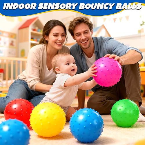 Miniatura 4 de Hymaz 20 piezas de bolas hinchables para niños pequeños, bolas sensoriales de 9 pulgadas con textura espinosa, bola de masaje antiestrés a granel