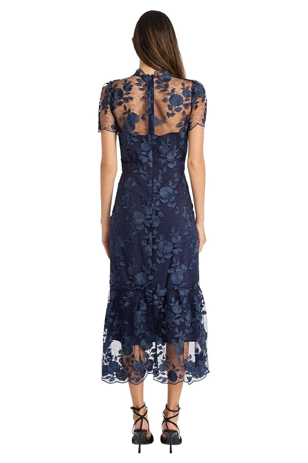 Maggy London Women's Dresses Floral Embroidered Midi Dress for Women, High Neck Summer Cocktail & Wedding Guest Dress, Twilight Navy, 16 by Maggy London - Used condition - Image 3