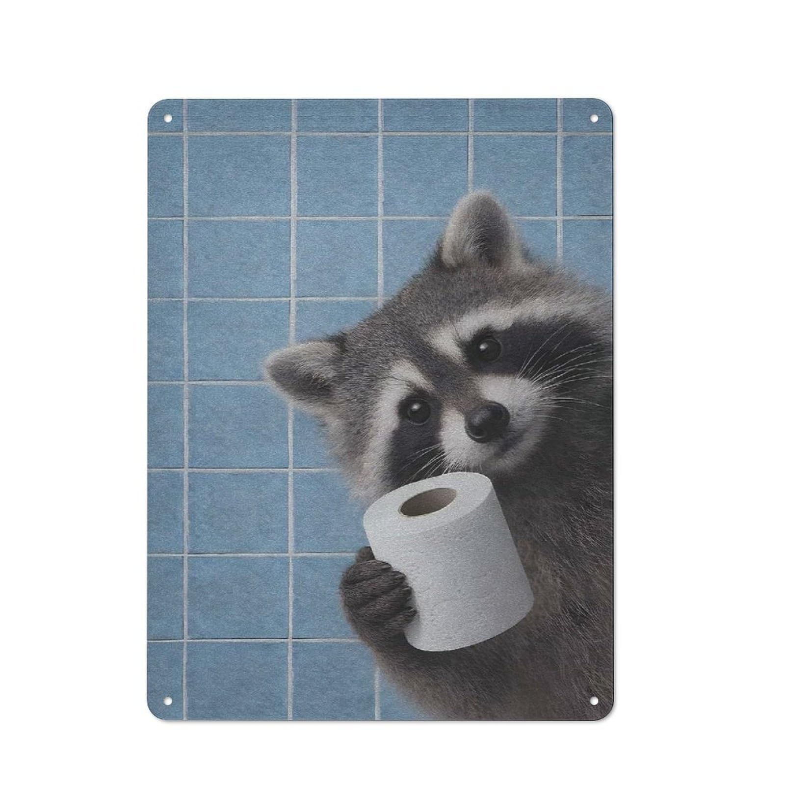 Shed Metal Sign with Raccoon Holding Toilet Paper Are You Pooping Design 40x30cm, Vintage Porch Wall Decor for Patio Bar, Workshop, Shed Or Kitchen