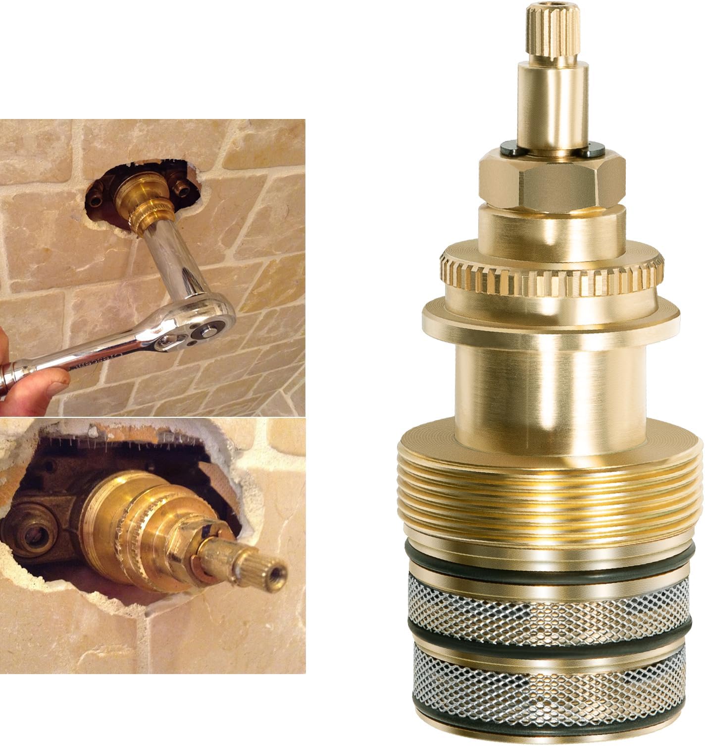 Sunluway78913 Thermostatic Water Valve, 3/4’’ Valve High Flow Rate Cartridge, Fit for Kohler K400/K401, High Flow Thermostatic Valve