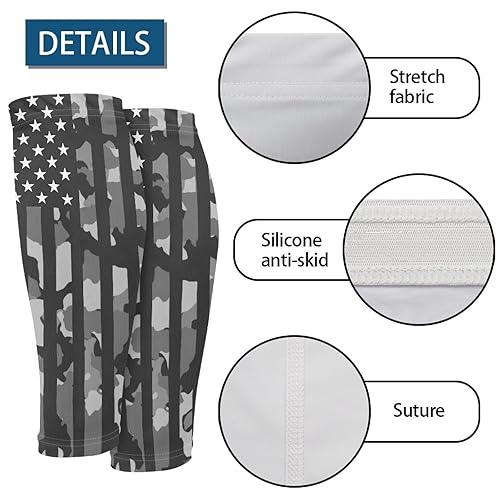 Miniatura 6 de FUSURIRE Juego de 2 mangas de compresión de pantorrilla de fútbol con estampado de bandera estadounidense de camuflaje para hombres, niños y