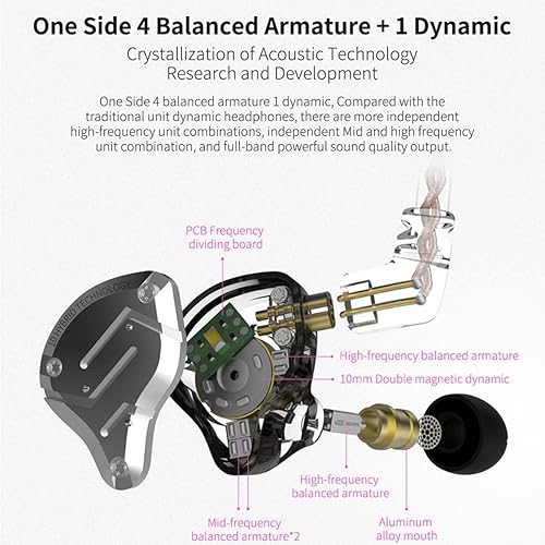 Miniatura 2 de KZ ZS10 Pro IEM - Auriculares con cancelación de ruido con cable, 4BA+1DD 5 controladores, auriculares de metal HiFi con placa frontal de acero