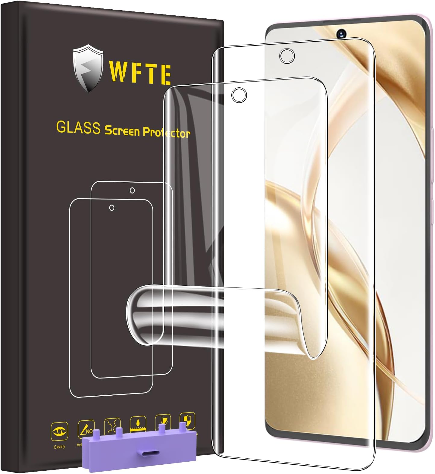 WFTE Screen Protector for HONOR 200 5G,[2- Pack] Flexible TPU Film Screen Protector [Full Coverage] [HD Clear] [Bubble Free][Fingerprint unlock support](Transparent)