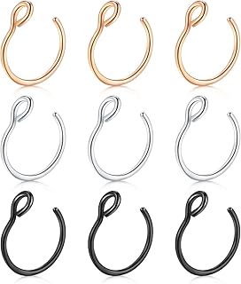 20G Fake Piercing Jewelry Hoop for Faux Lip Septum Nose Ring Set,8mm