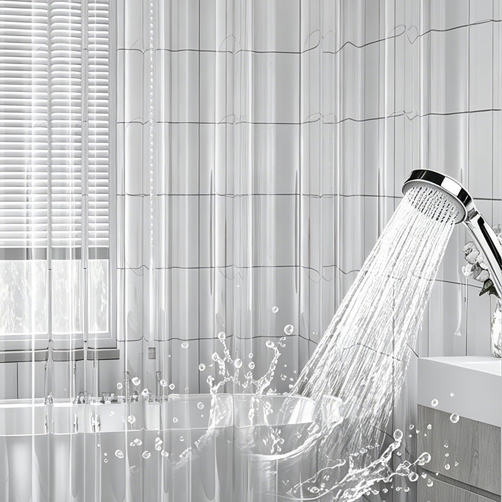 Genérico Cortina de Ducha de EVA Transparente Cortinas de Baño Impermeables | Hebilla lateral desmontable, fondo pesado para evitar que se balancee, fácil de limpiar