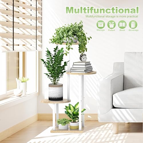 Miniatura 6 de Soporte para plantas de interior, estante esquinero de metal grueso de 4 niveles para múltiples plantas, soporte para macetas escalonadas para