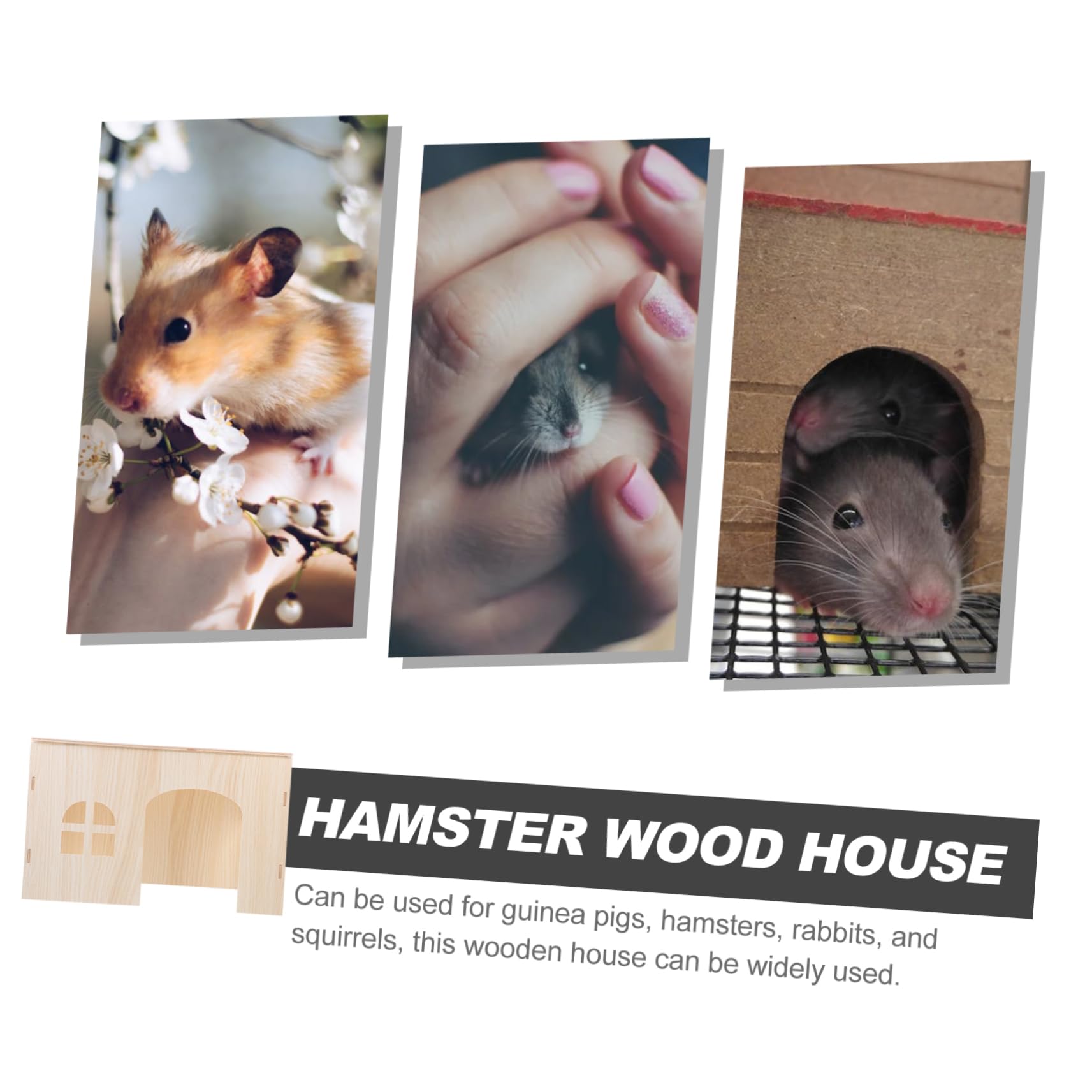 Angoily Holz Hamsterhaus Versteck für Meerschweinchen und Kaninchen Sicheres und Gemütliches Nest aus Natürlichem Beige Holz für Kleine Haustiere im Innenbereich