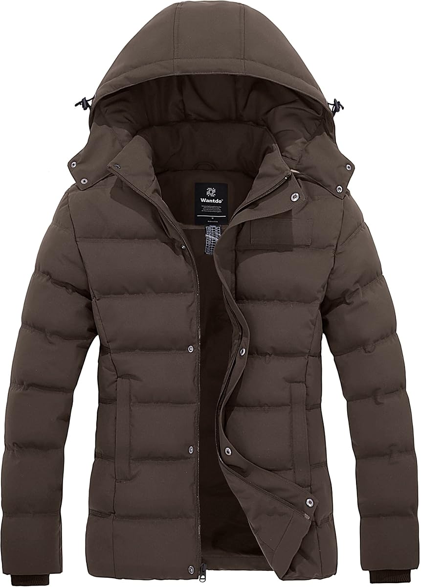 Chaqueta acolchada acolchada acolchada acolchada con capucha extraíble para mujer Wantdo