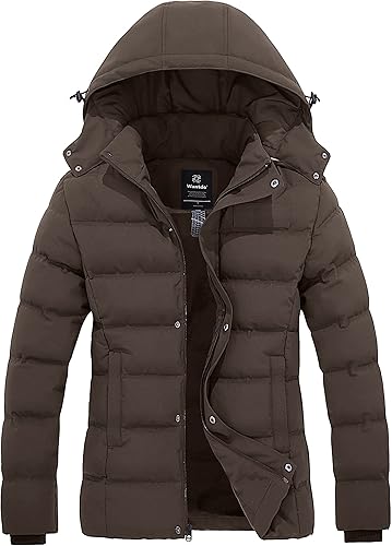 wantdo Women's Warm Ladies Hooded Puffer Coat Quilted Jacket Windbreaker Brown M