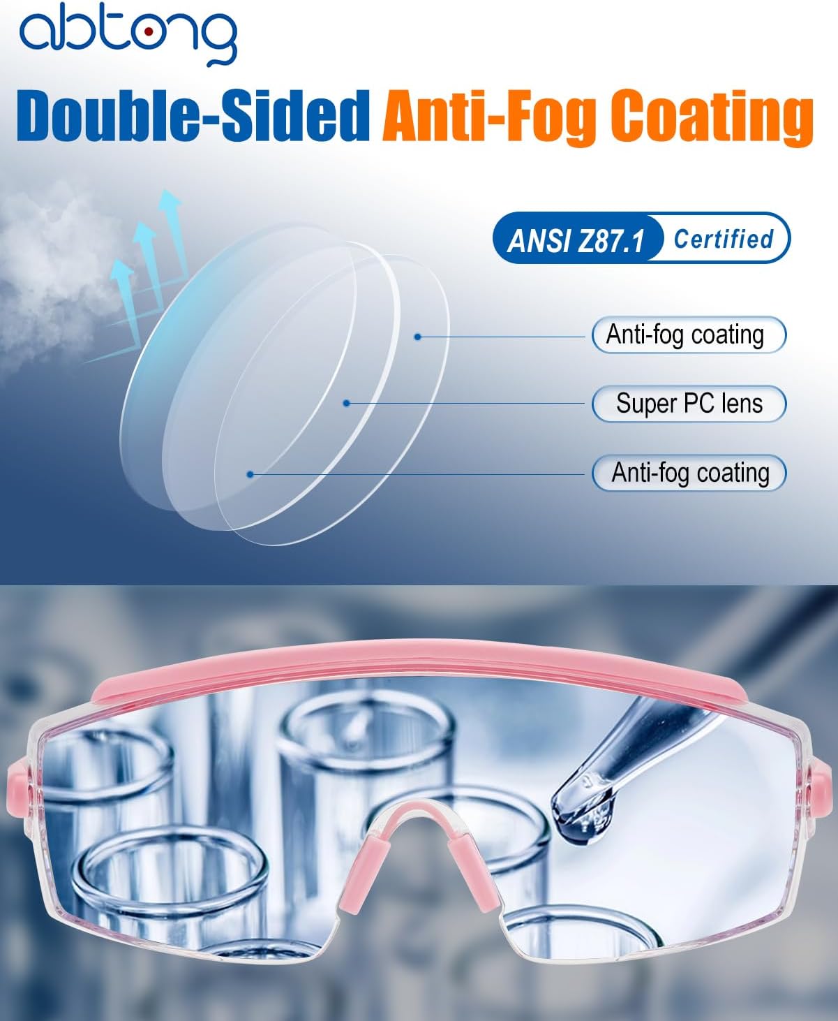 Safety Glasses Over Eyeglasses UV380 Anti-Fog Scratch Safety Goggles