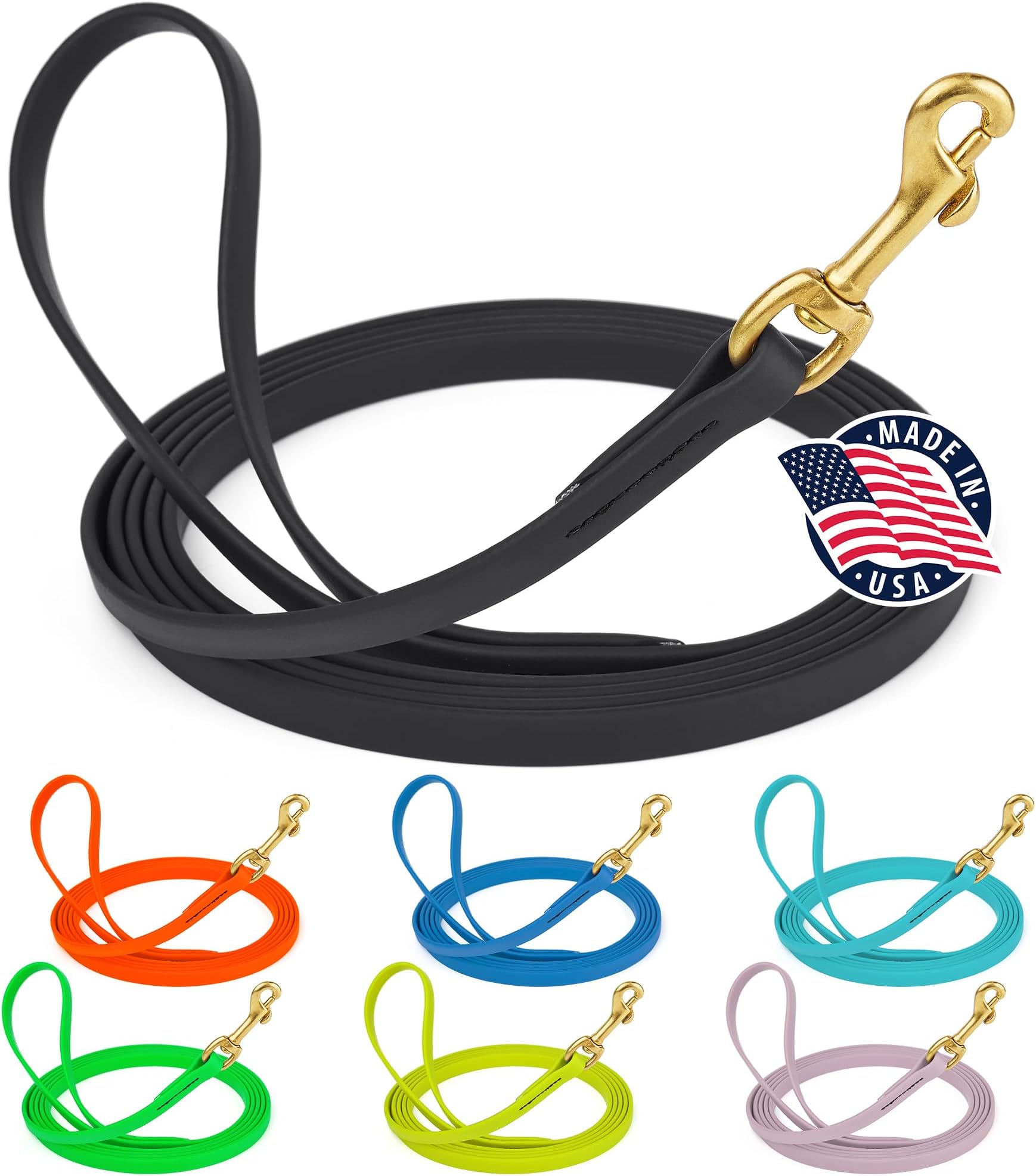 Viper Biothane Working Tracking Lead Leash Long Line for Dogs, Black 1/2" x 15ft