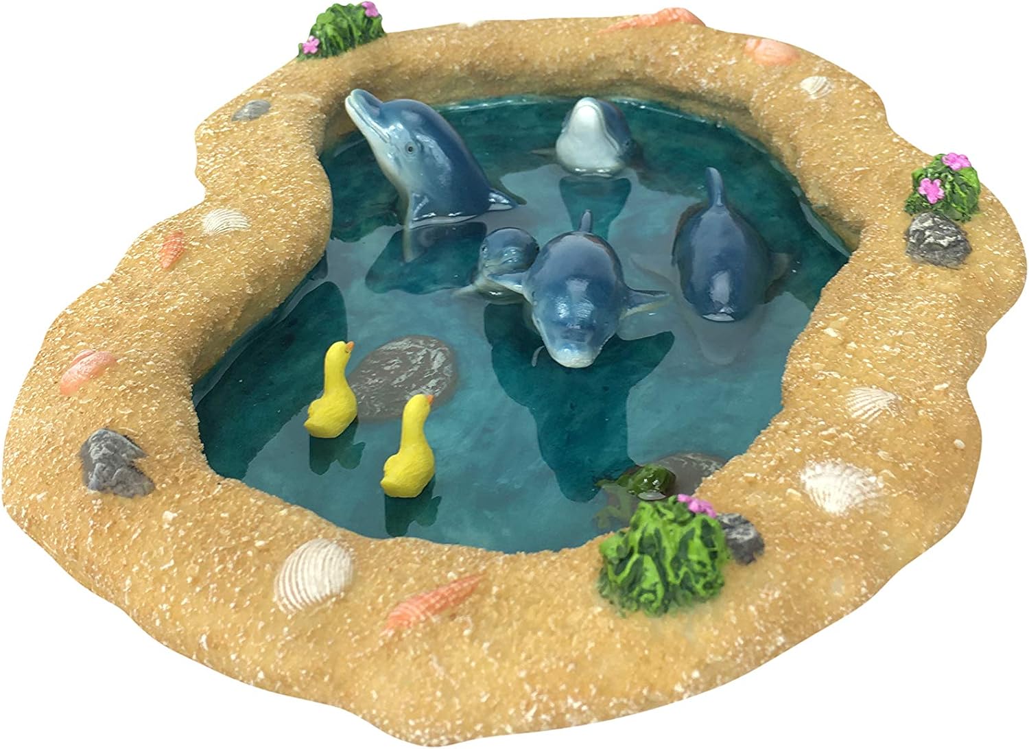 GlitZGlam The Blue Dolphins Miniature Pond for a Fairy Garden. A Miniature Pond for a Fairy and Enchanted Garden Accessories
