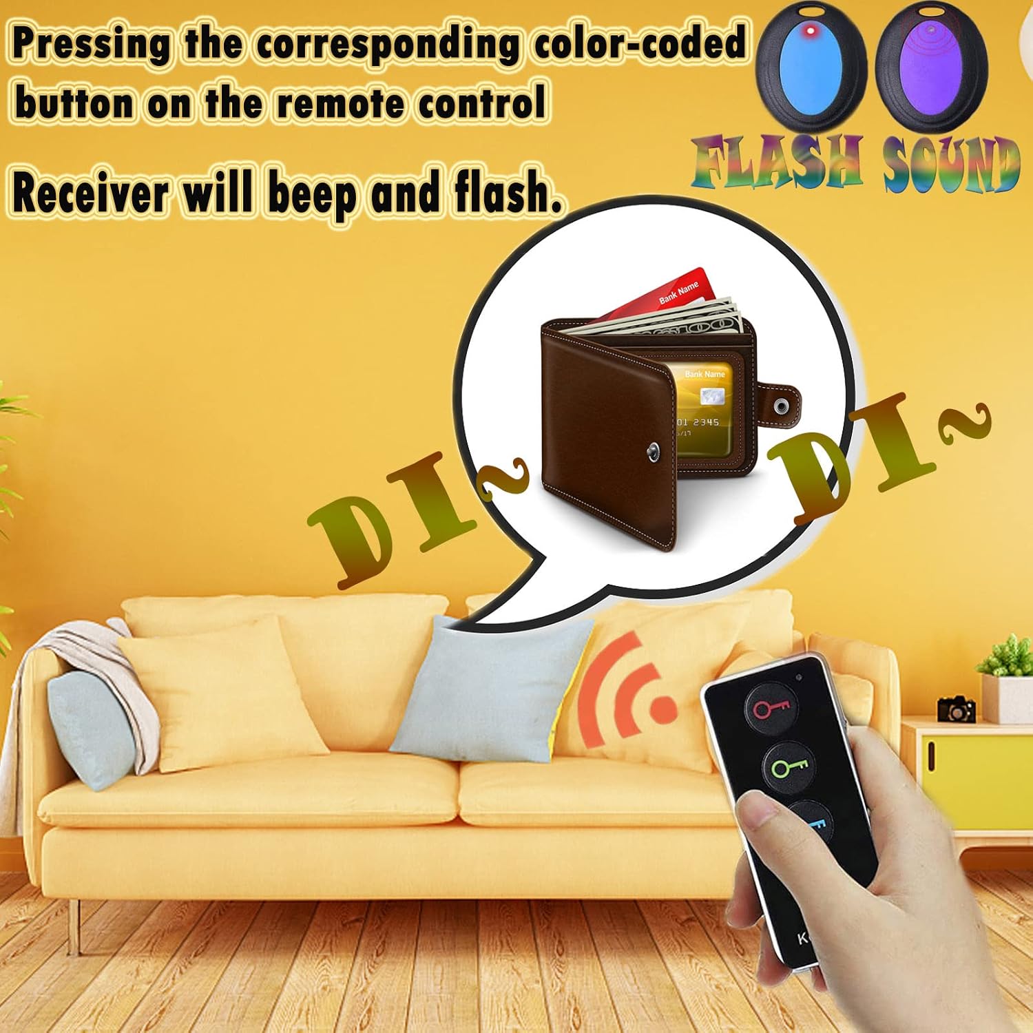 key finder eirix 80db wireless item sound locator remote finder with led light tracker device for remote control finding car keys wallet phone glass