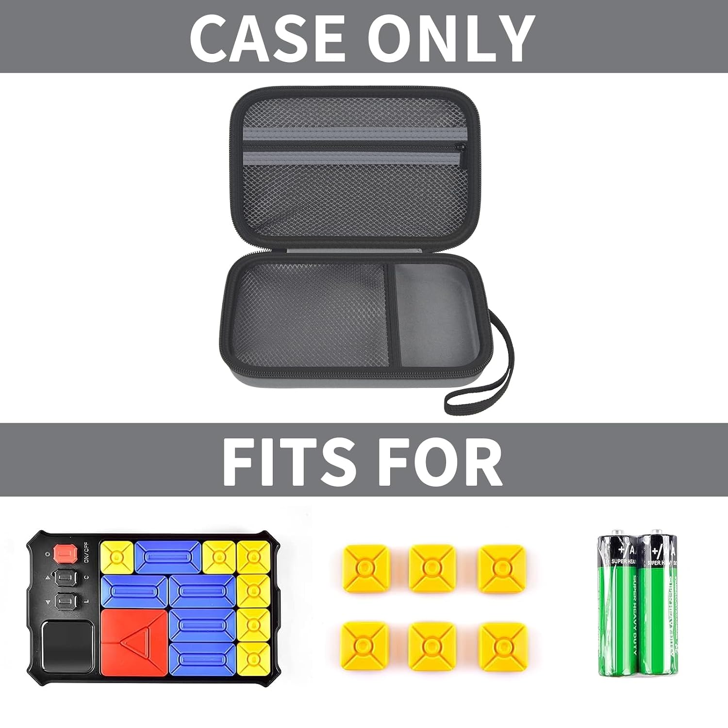 casmilee Case Compatible with Giiker Super Slide Brain Games, Brain Teaser Puzzles Organizer Storage Bag, Flow Slider Puzzle Game Holder (Grey) | Half mesh panel, zippered accessory pocket, wrist strap, splashproof and scratch-resistant protection, Case Only