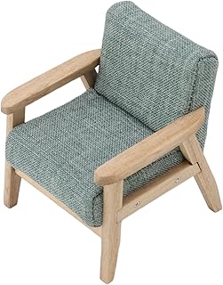 Doll House Sofa 1:12 Doll House Miniature Japanese Style Single Fabric Armchair Sofa Living Room Furniture Decoration(Grey Green)