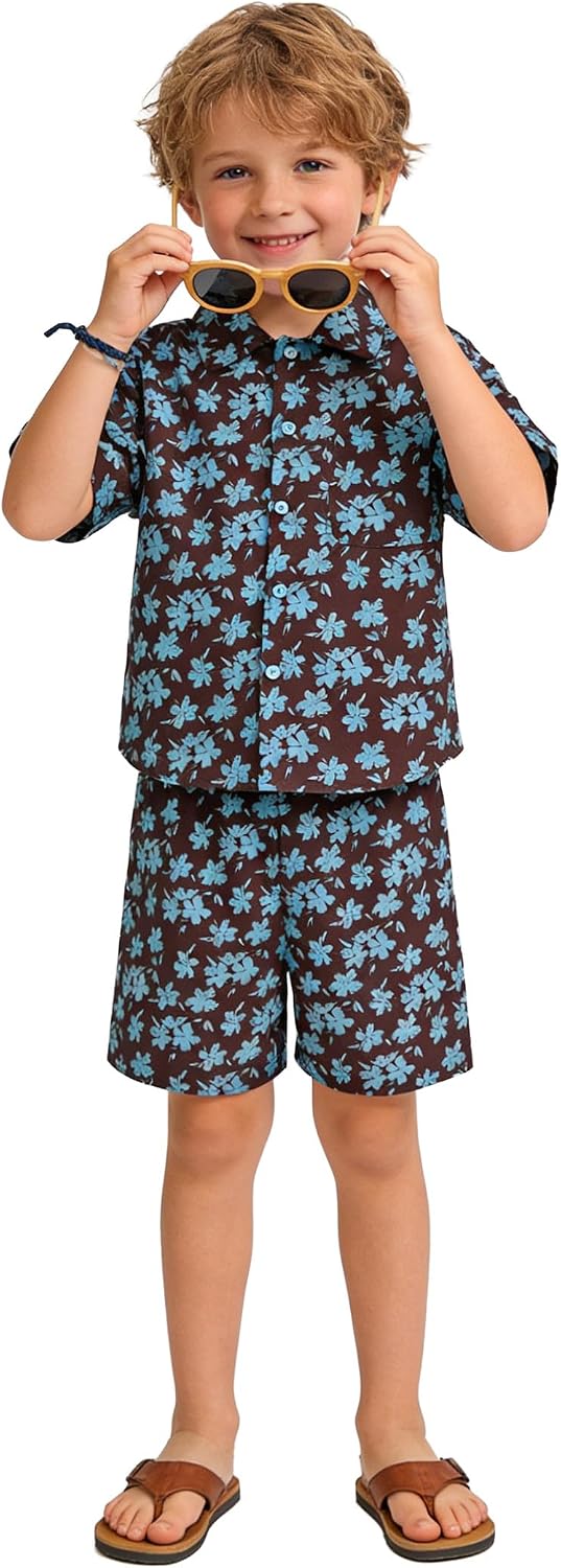 Boys Shirt Shorts Sets Toddler Summer Outfits Hawaiian Beach Vacation Clothes