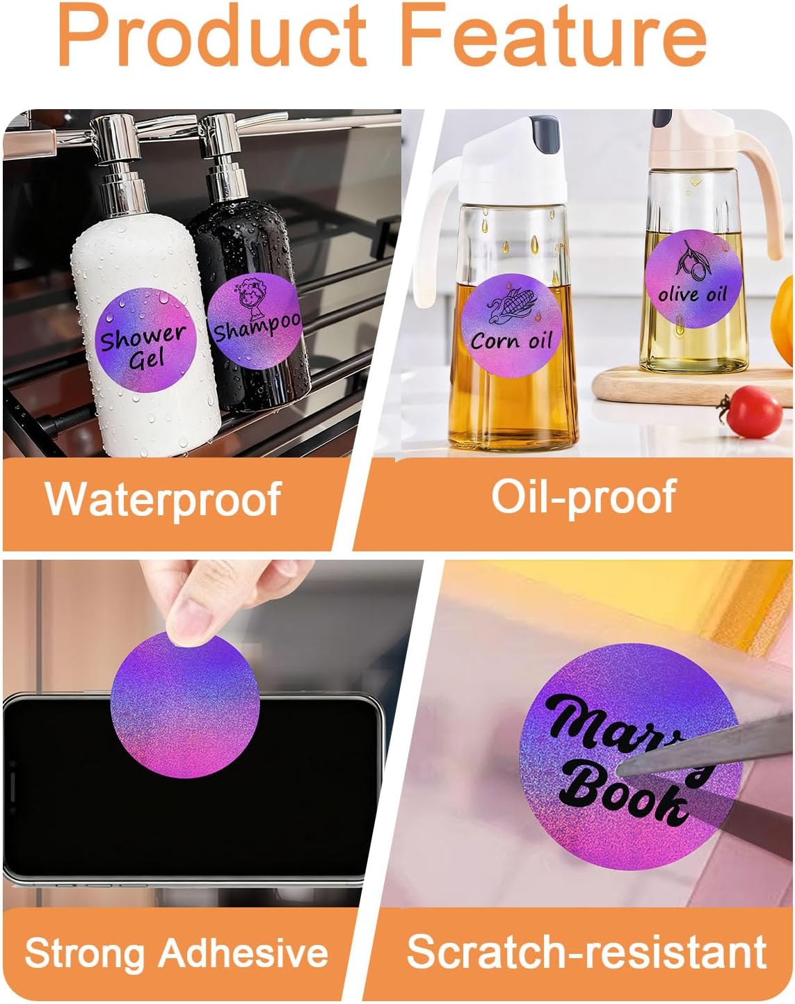 Thermal Labels, Compatible with T50M Pro/M110/M100/M220 Label Maker and Other 4x6 Thermal Printers for Shipping Barcode & Custom Stickers, Holographic Stardust Purple, 2×2 inch - Image 5