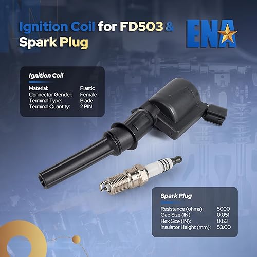 Miniatura 2 de ENA Paquete de 8 bobinas de encendido y bujía compatibles con Mercury Ford Mustang Crown Victoria E150 E250 Expedition Explorer F150 Navigator Town