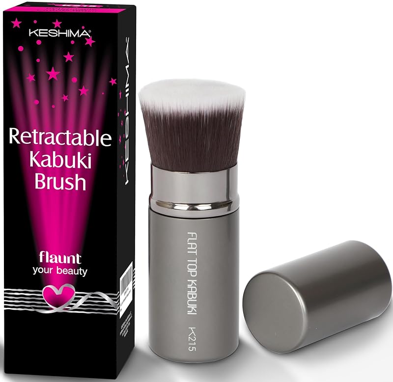 Pincel retrátil KESHIMA Kabuki com topo plano para maquiagem