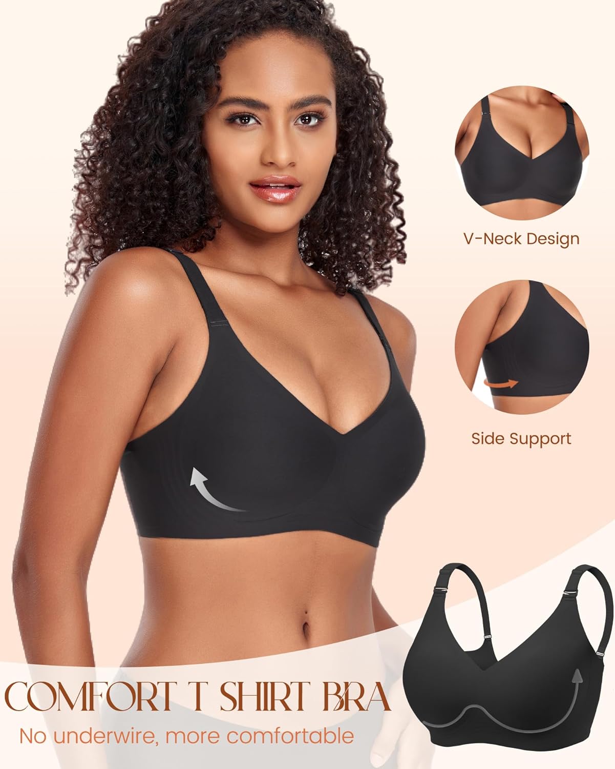 JOYTREE 3PCS Jelly Bras for Women No Underwire Comfort Wireless Women Bras Seamless Full Coverage Bralettes, Bra Extender