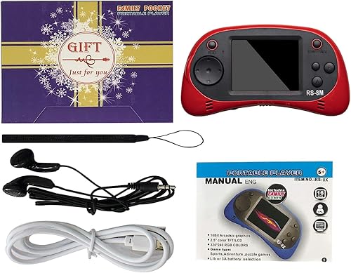 Vista 23 de EASEGMER Juegos de mano para niños de 16 bits integrados de 220 HD, reproductor de juegos portátil de 2.5 pulgadas con auriculares, los mejores