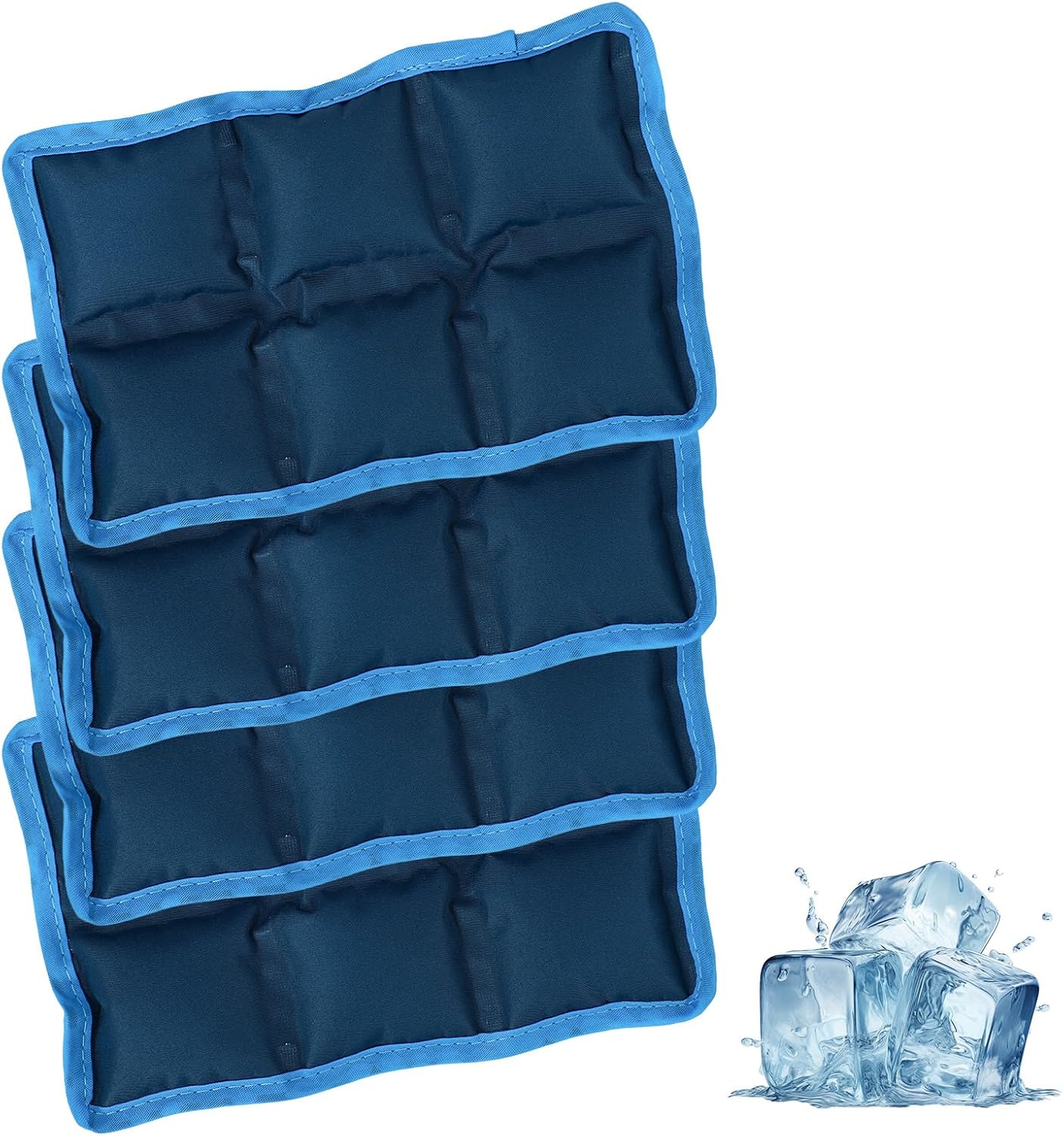 4pcs Reusable Lunch Box Ice Packs, Polyester Long Lasting Reusable Ice Packs Versatile Cooler Accessories for Adventuring Fishing Camping Climbing Outdoor Activities (Blue)