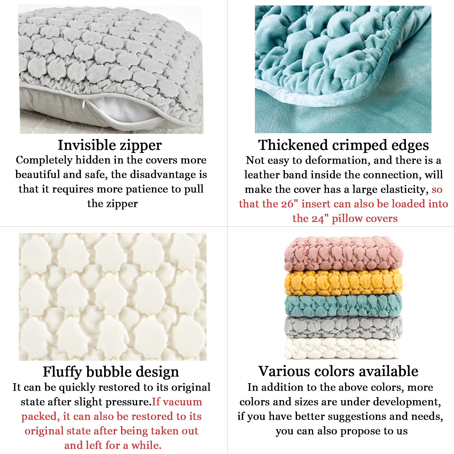 COCOPLOCEUS 1 Piece Euro Sham 24x24 Pillow Covers Decorative Farmhouse Pillow Covers Teal Velvet Square Cushion Covers Soft Bubble Texture Euro Shams for Couch Sofa Bed Living Room