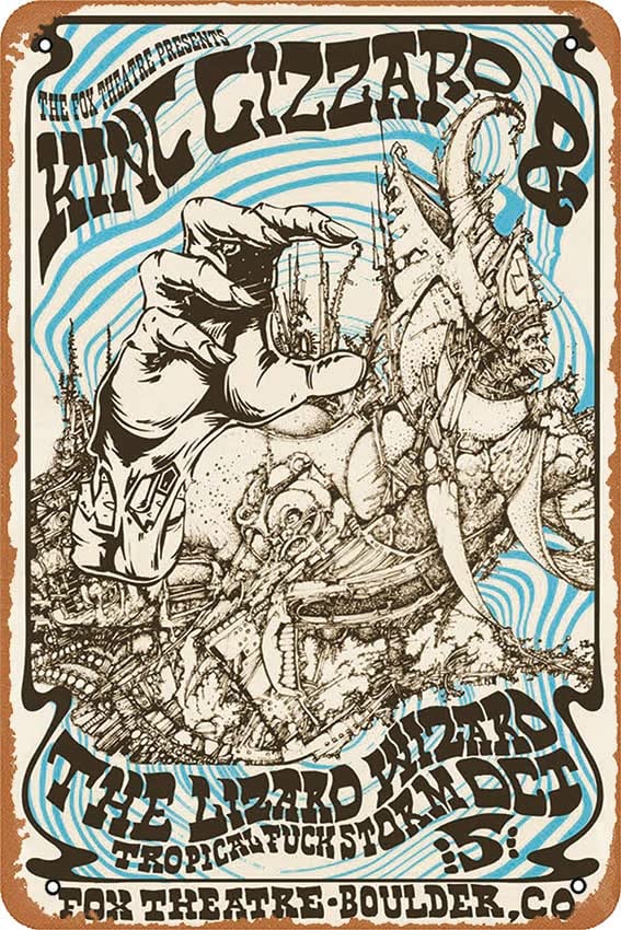 King Gizzard & the Lizard Wizard Boulder 2017 Music Posters Retro Metal Tin Sign Vintage Room Decor Poster for Home Coffee Bar Wall Art Decor 8x12 Inch