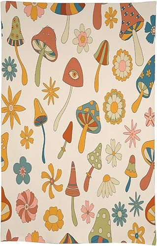 Miniatura 1001 de Mantel floral hippie, diseño retro de los años 70, naranja, rosa, azul, floral, bohemio, estampado estético de margaritas, para fiesta, picnic