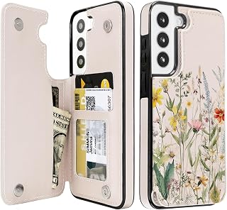 uCOLOR for Samsung Galaxy S22 Wallet Case with Card Holder (Desert Flowers)