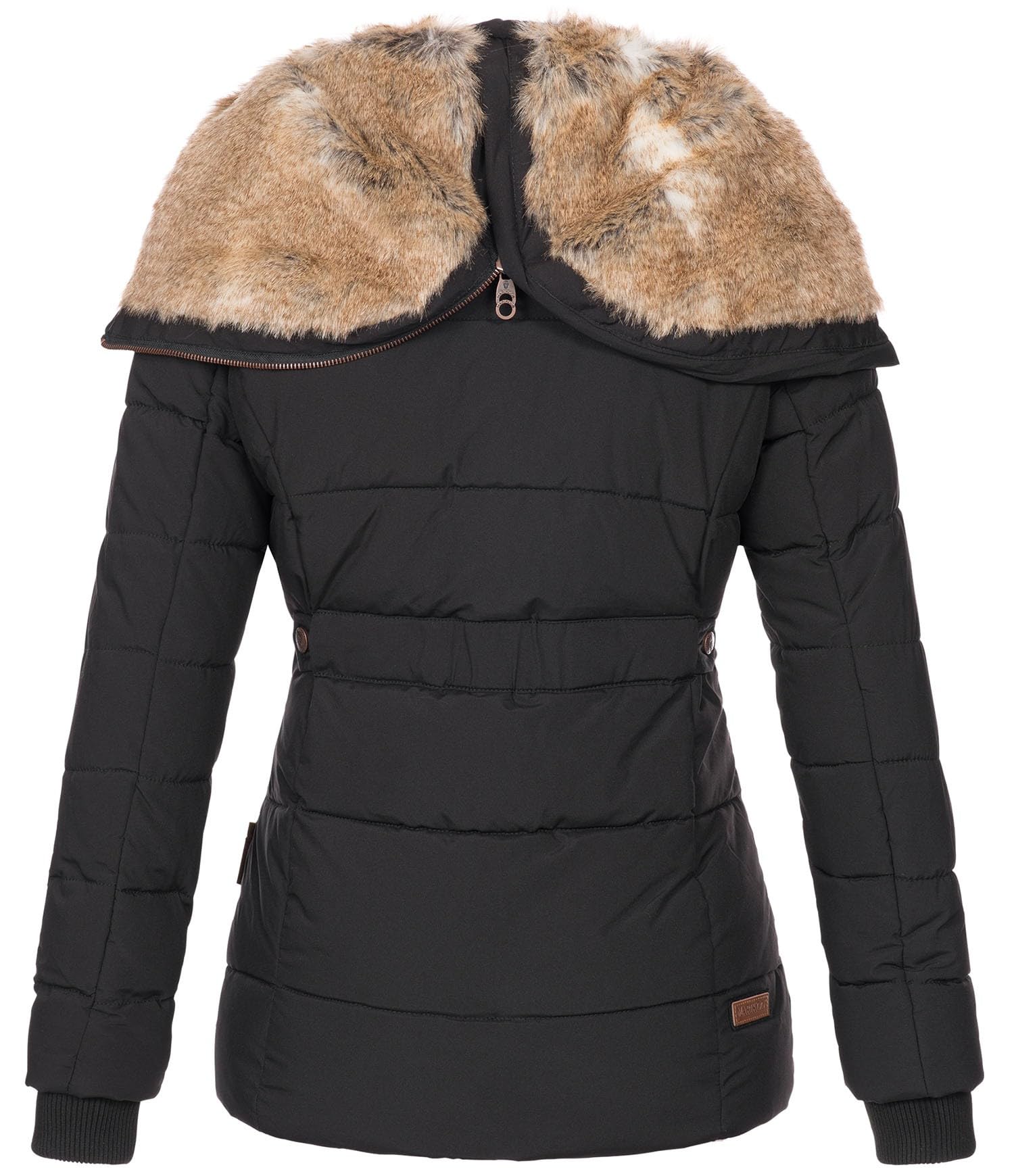 MARIKOO warme Damen Winter Jacke Winterjacke Steppjacke gefüttert Kunstfell B658