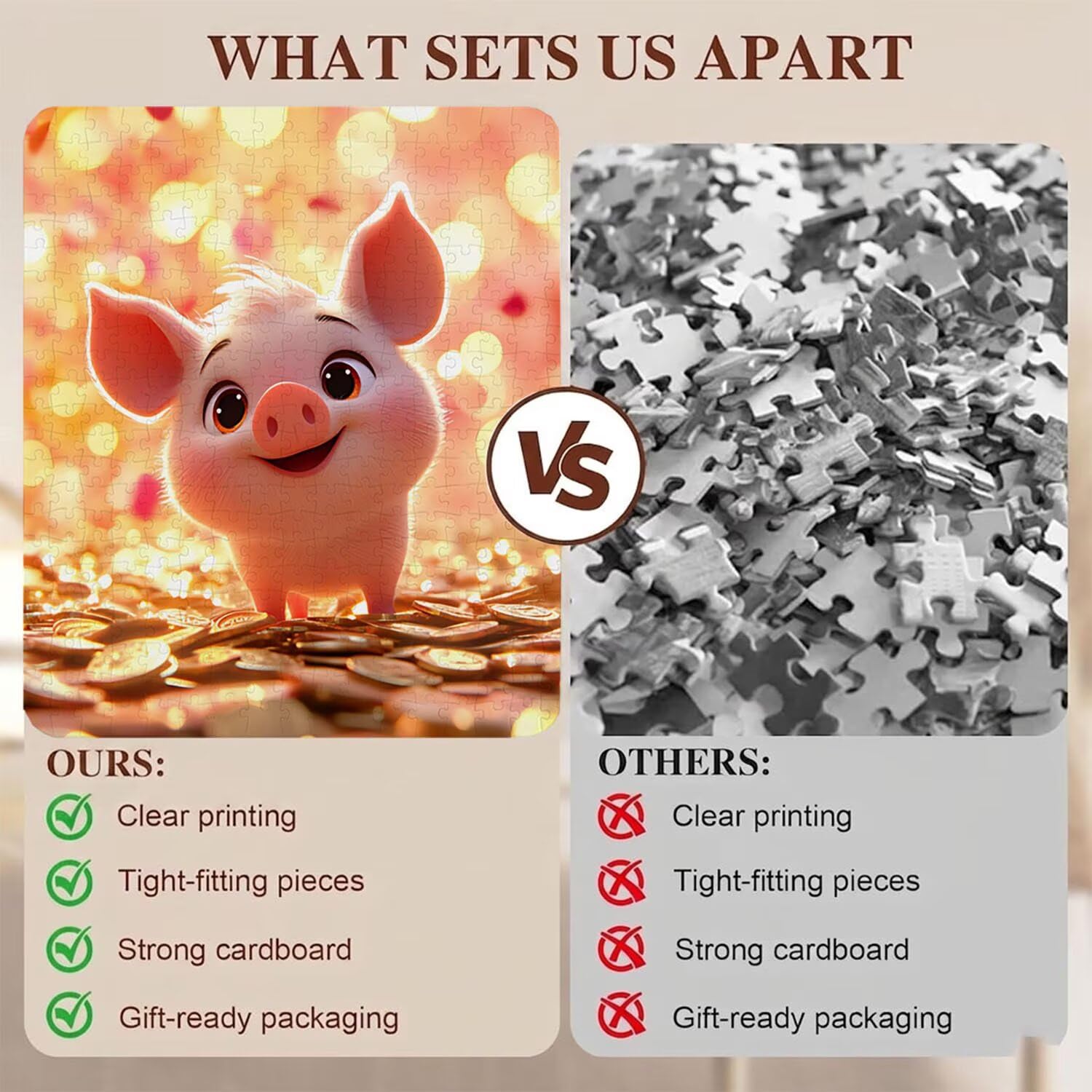 Puzzle 5000 Pezzi Classici, Puzzle Carino maiale 156 x 105 cm, Gioco Educativo e Antistress in Legno con Poster Incluso, Ttività DIY per Famiglia, Regalo per Appassionati, Decor Parete Casa, f0-563