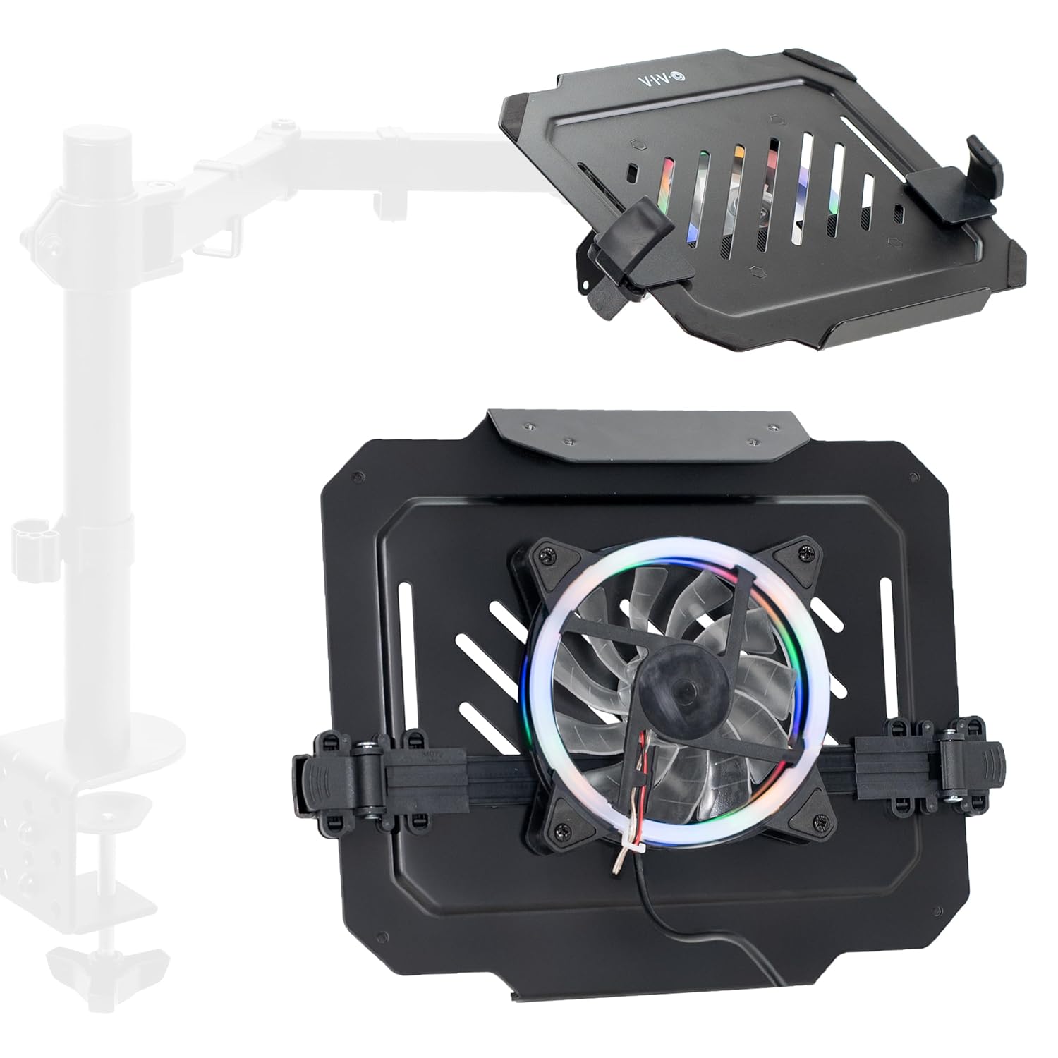 VIVO Universal Adjustable 12 to 15 6 inch Laptop Notebook Tray with RGB Fan Fits VESA Compatible Monitor