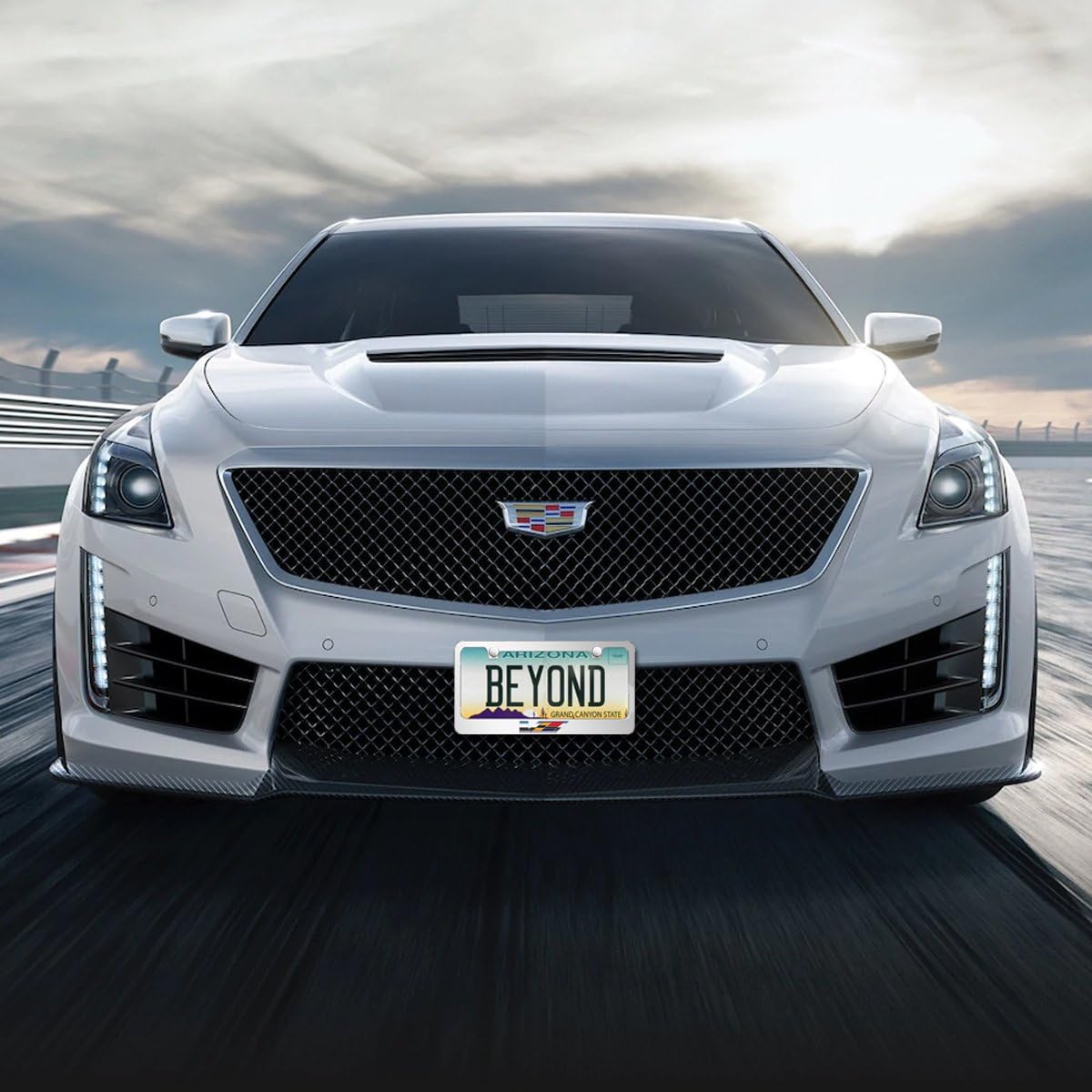 iPick Image for Cadillac V Logo in 3D on Mirror Chrome Metal License Plate Frame - Official Licensed