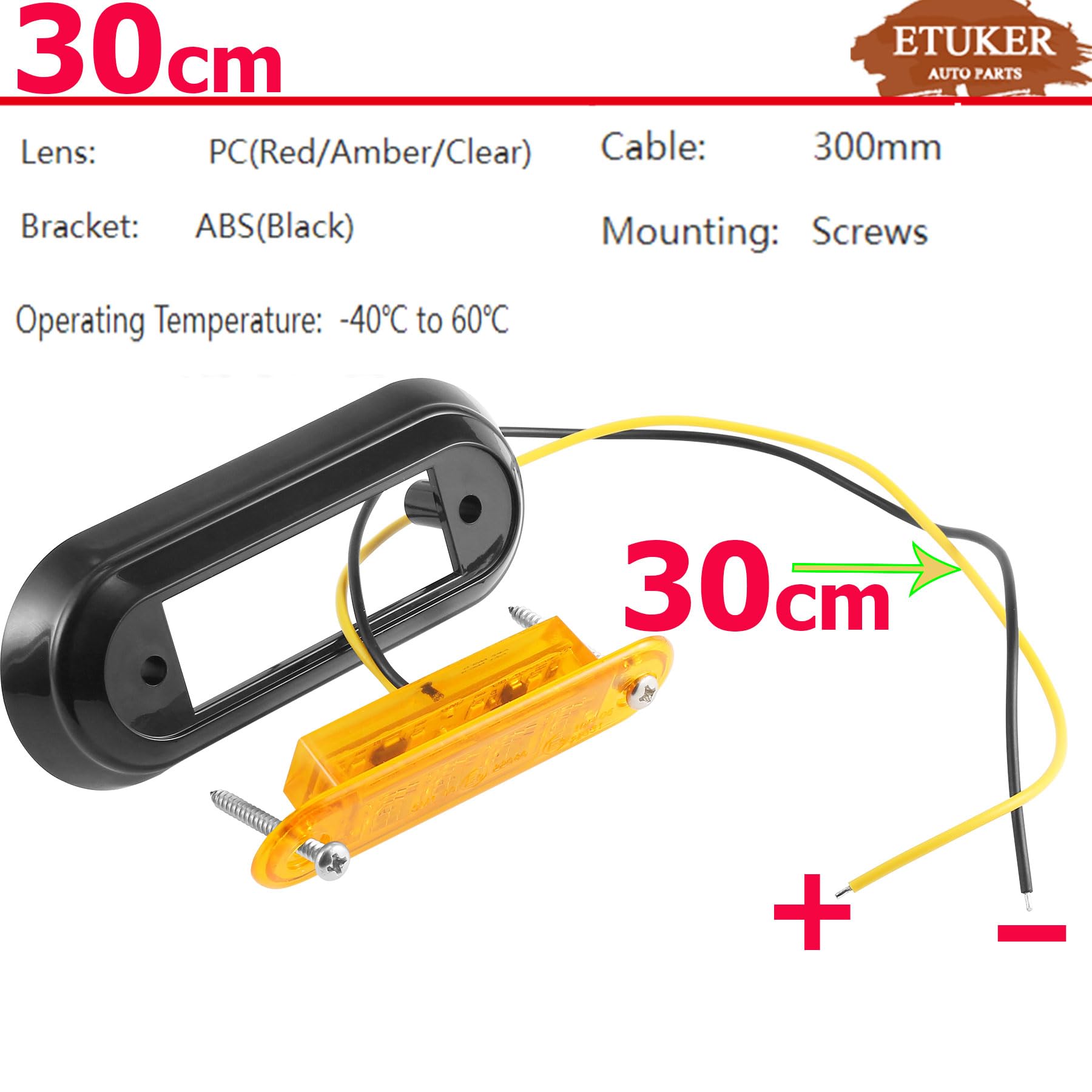 2X Luci Demarcazione Laterale Gialle 12/24V LED per Furgone Fari Rimorchio Impermeabile ECE